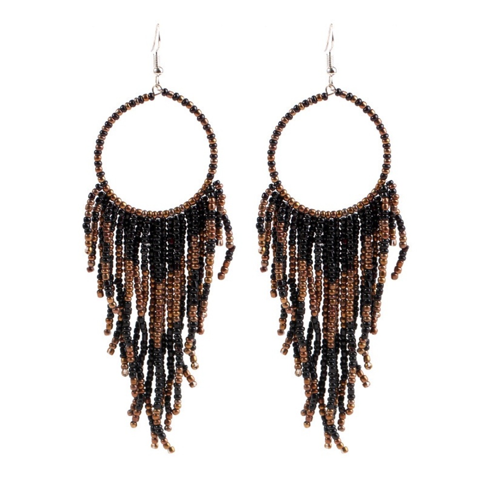 New Boho beaded tassel earring dangle long